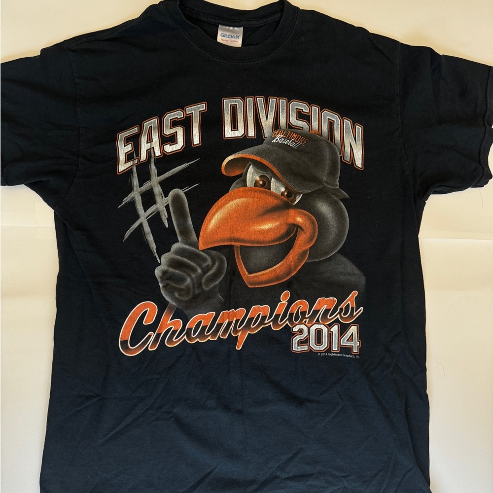 Vintage Mens y2k Baltimore Orioles East Champions Cotton Graphic Tee Size Medium